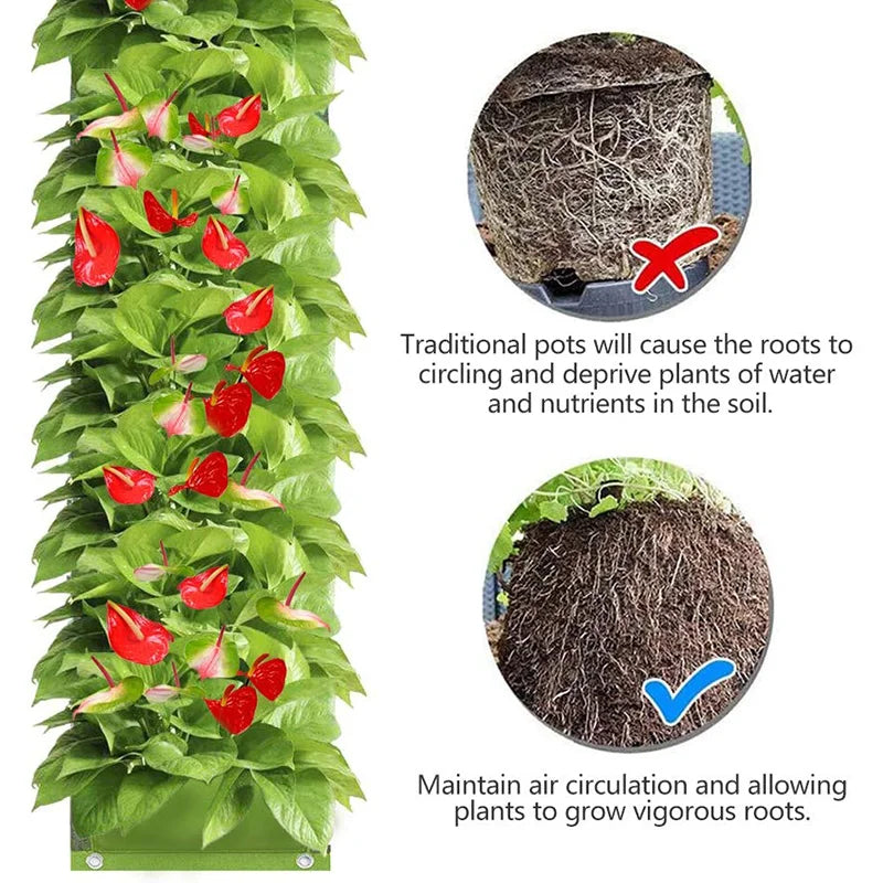 Vertikaler Pflanzbeutel Wand 6 7 Taschen Filz für Garten