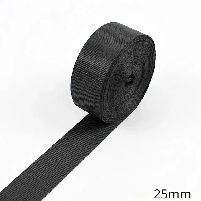 5m Schwarz Nylon Gurtband 10-100mm für Rucksack, Gürtel, DIY Nähen
