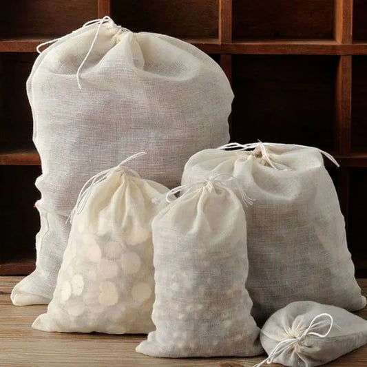 Nachhaltige Baumwollbeutel für Gewürze und Kräuter 5er Set