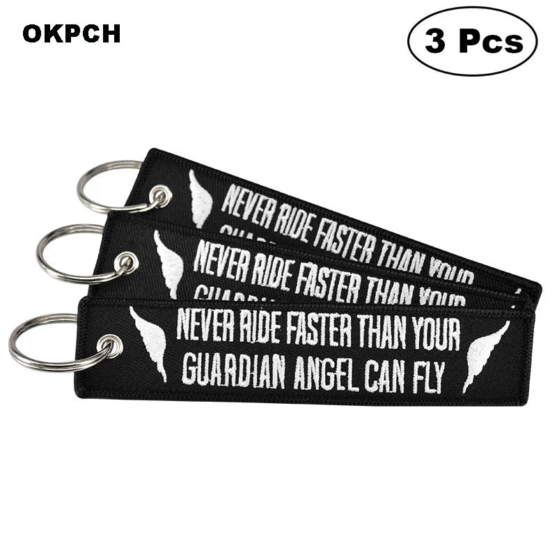 3-teiliges Schlüsselanhänger Set Bestickte Metallanhänger für Autos Motorräder