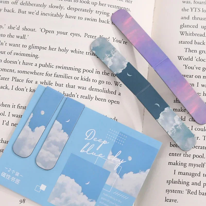 2er Set Magnetische Lesezeichen Landschaft Motiv für Bücher Leser
