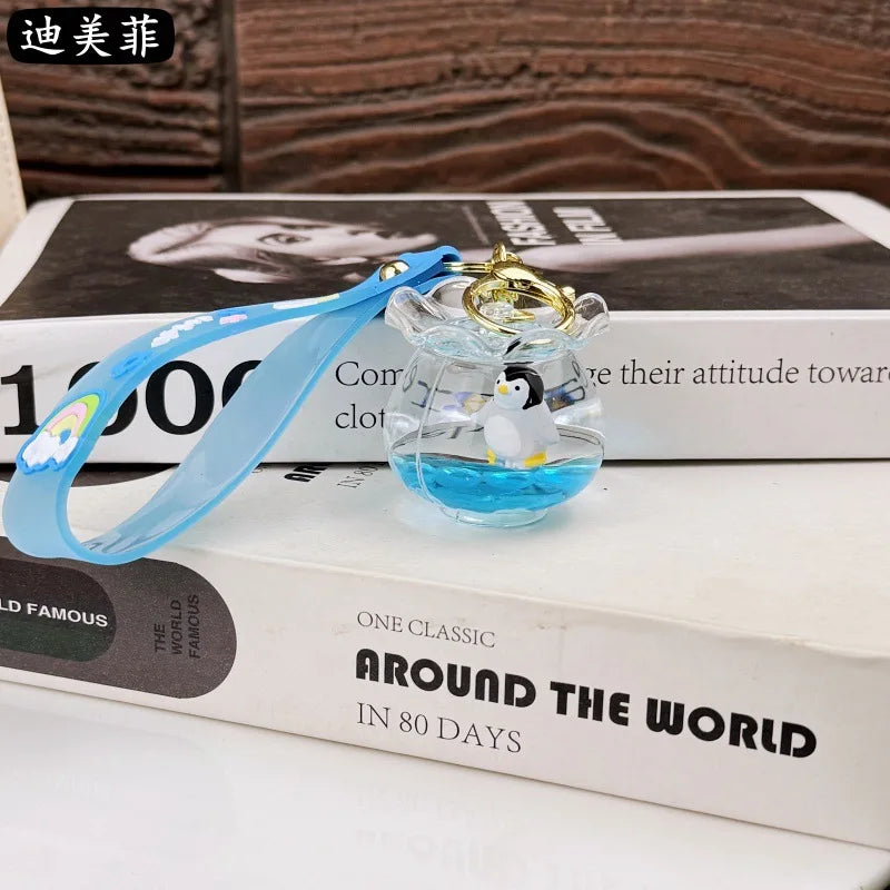 Niedlicher Ozean schwimmender Acryl Schlüsselanhänger mit Tasche Anhänger