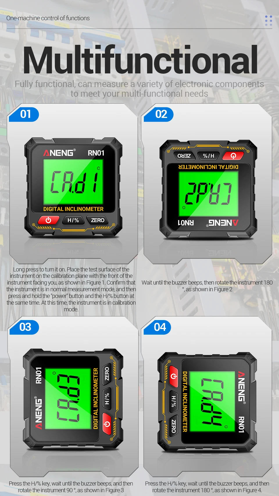 ANENG RN01 Mini Winkelmesser mit 360 Grad Neigungsmesser und Magnetfunktion-Yabubest - Home & More