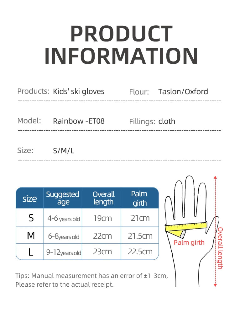 Warme wasserdichte Kinder Skihandschuhe mit Fleece und Reißverschluss