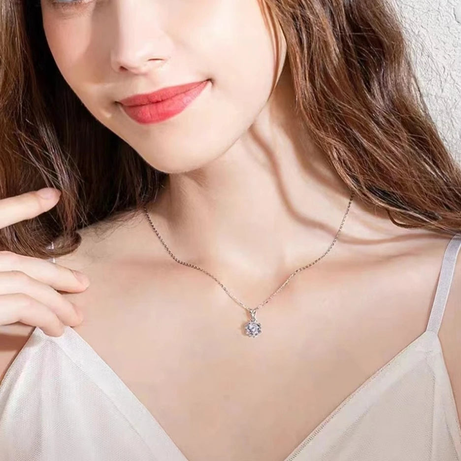 925 Sterling Silber Moissanit Schneeflocke Halskette für Frauen