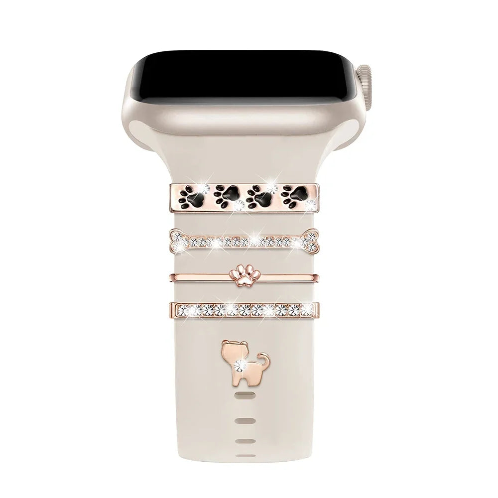 Mode Strap Dekorative Ring Für Apple Watch Band Diamant Schmuck Ornament Armband Metall Charms Silikon Armband Zubehör-Yabubest - Home & More