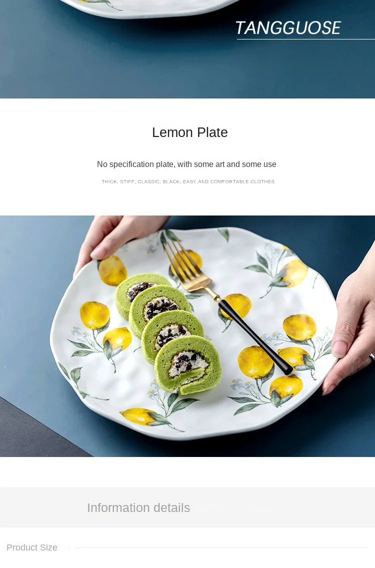 Kreatives Zitronen Keramik Dessertteller Set rund