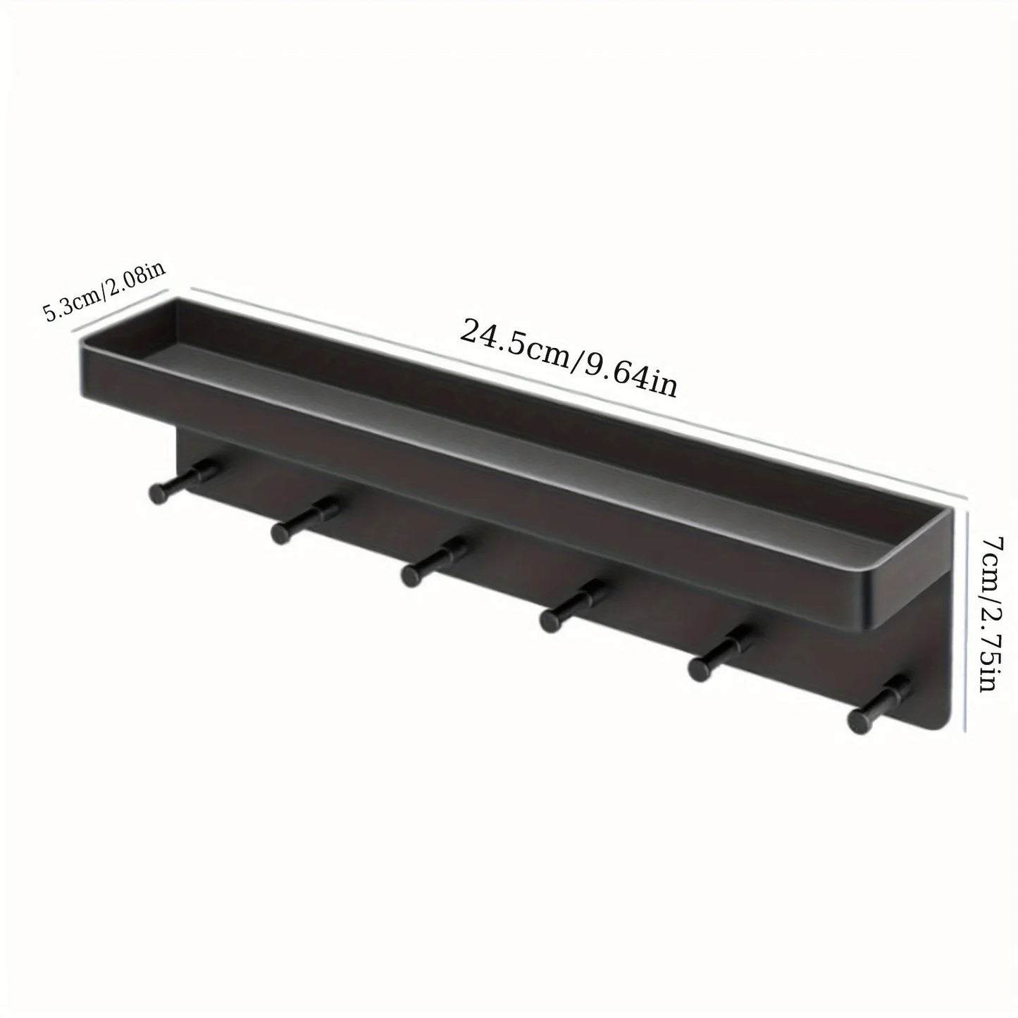 Wandmontiertes Aufbewahrungsregal mit 6 Haken für Schlüssel und Küchenutensilien