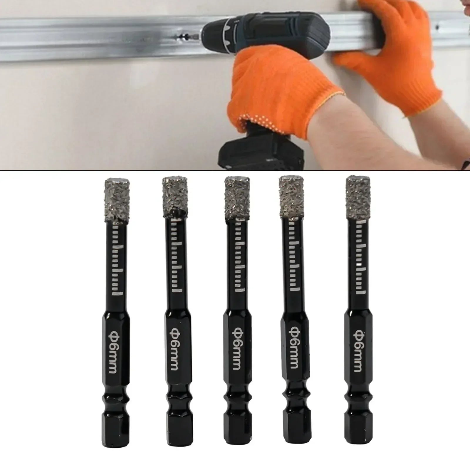 Set mit 5 vakuumgelöteten Diamant-Trockenbohrern für verschiedene Materialien