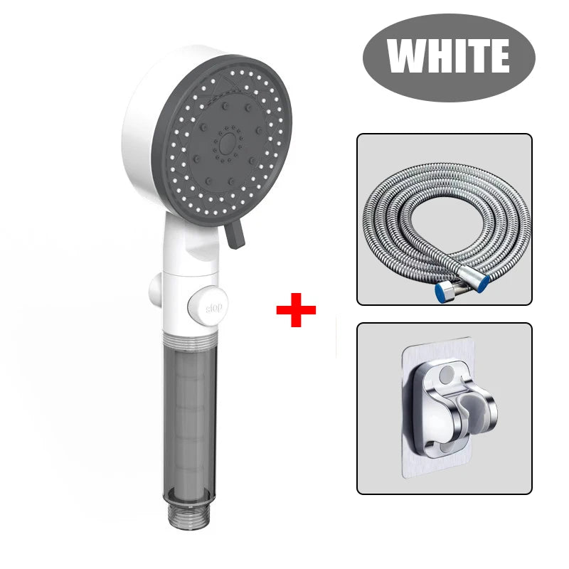 10-in-1 Handbrause mit Wasserfilter - One-Touch-Stopp – Wassersparend - Hochdruck