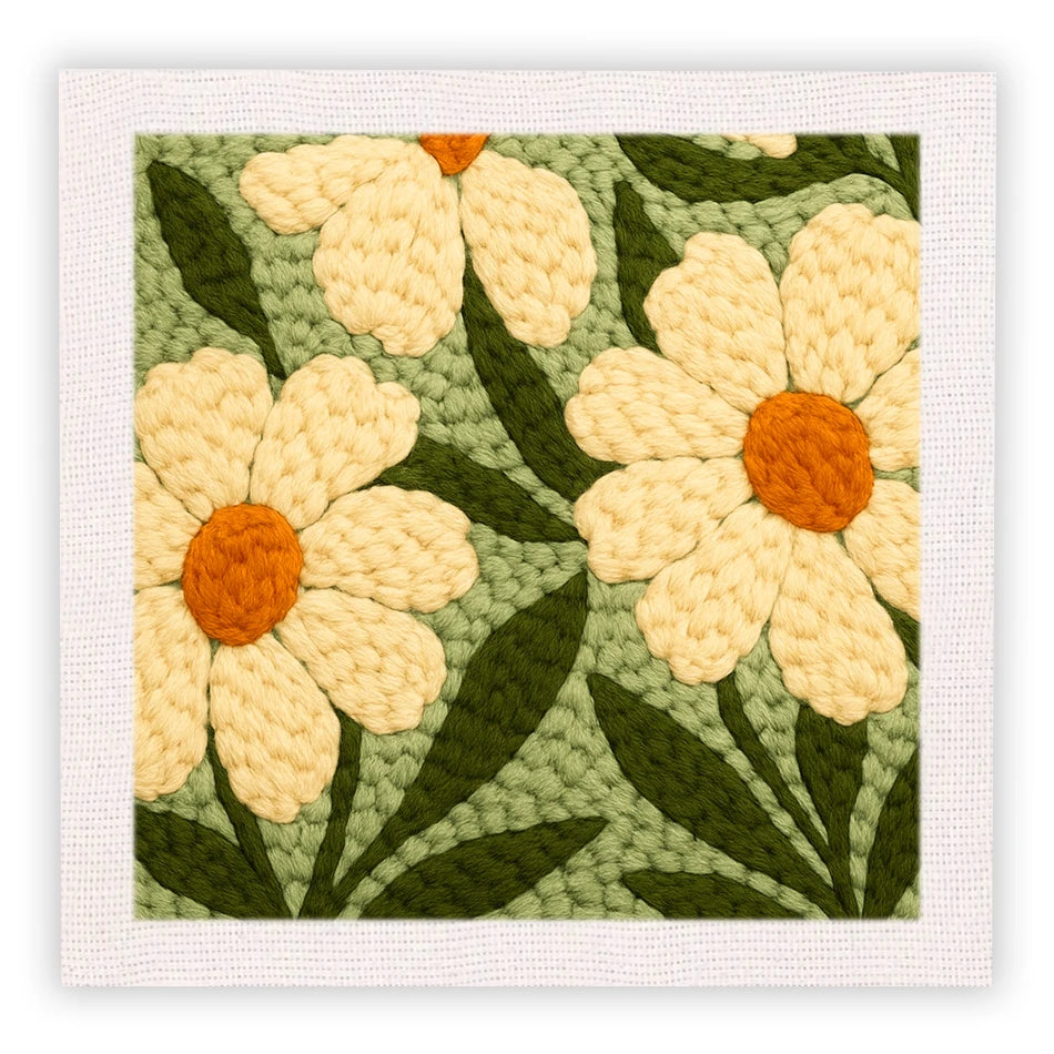 25x25cm Quadratisches Lochnadel-Set für Anfänger mit Rahmen Blumenmuster