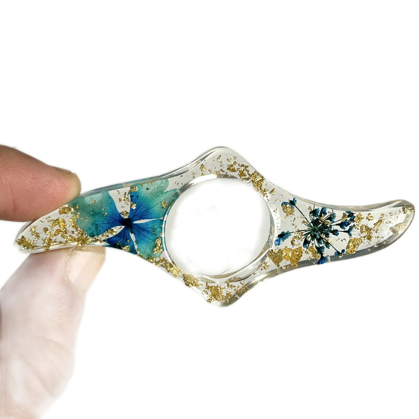 Elegante Buchseitenhalter aus Harz mit getrockneten Blumen für Leser