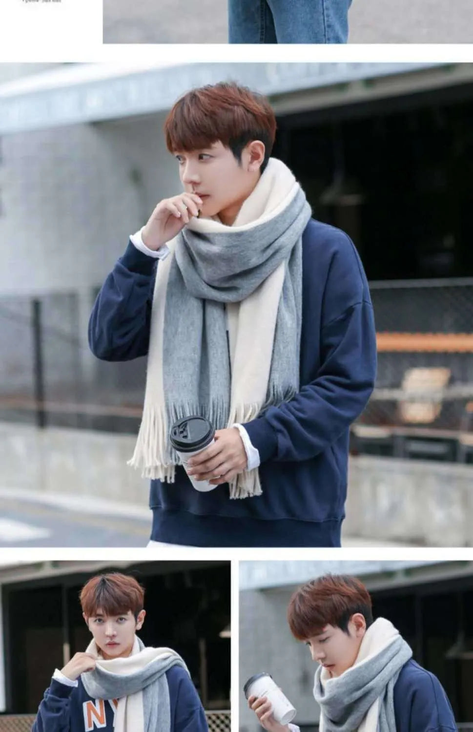 Warmer gestrickter Herrenschal für kalte Wintertage