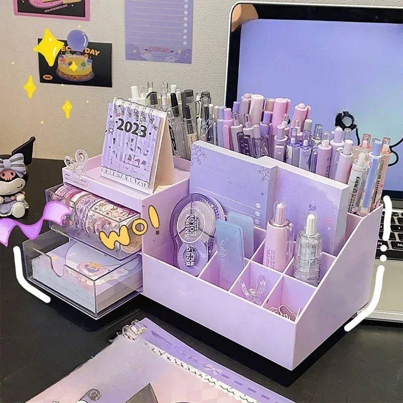 Schreibtisch Organizer Box mit 9 Fächern – Kawaii Stiftehalter für Schüler-Yabubest - Home & More