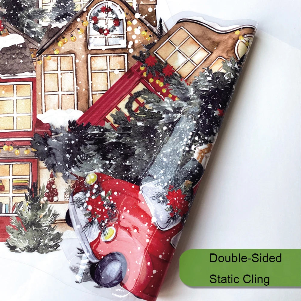 Doppelseitige Fensteraufkleber als wiederverwendbare Weihnachtsdekoration