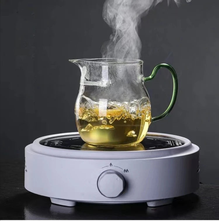 Verdickte Glas Teetasse mit hitzebeständigem Silikongriff und integriertem Teefilter