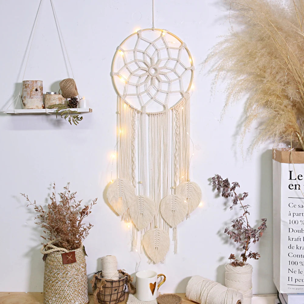 Makramee Traumfänger Blatt Wandbehang – Boho Deko für Ihr Zuhause
