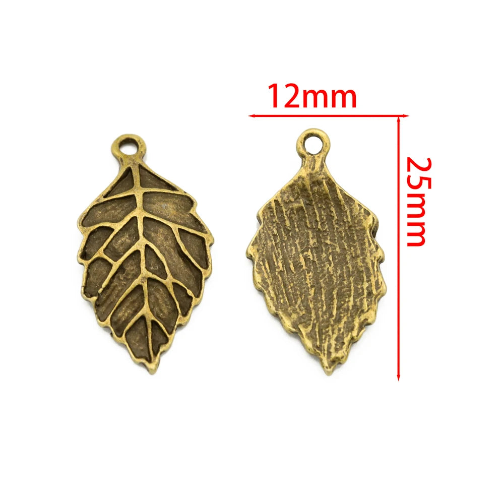 10er Set Antik Bronze Silber Blattform Anhänger für DIY Schmuck Basteln