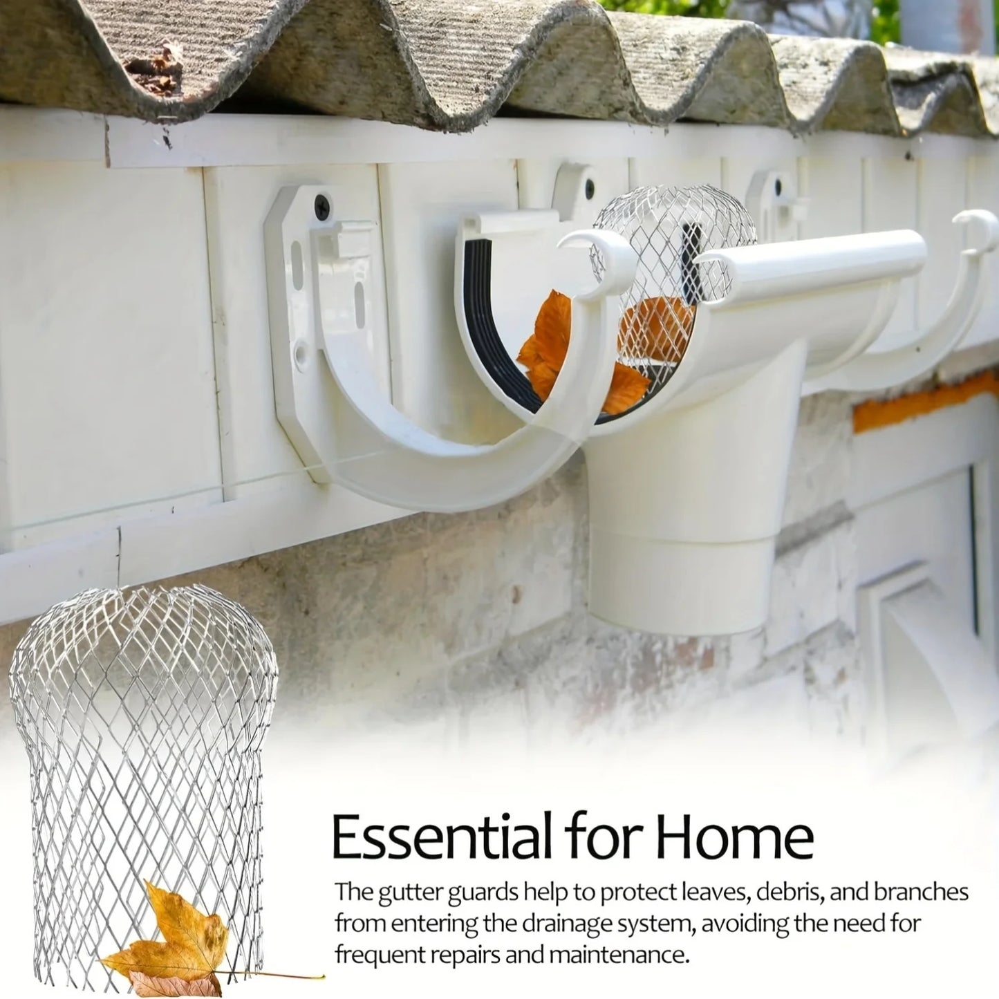 4 teiliges Metall Aluminium Dachrinnenfilter Set mit Maschen