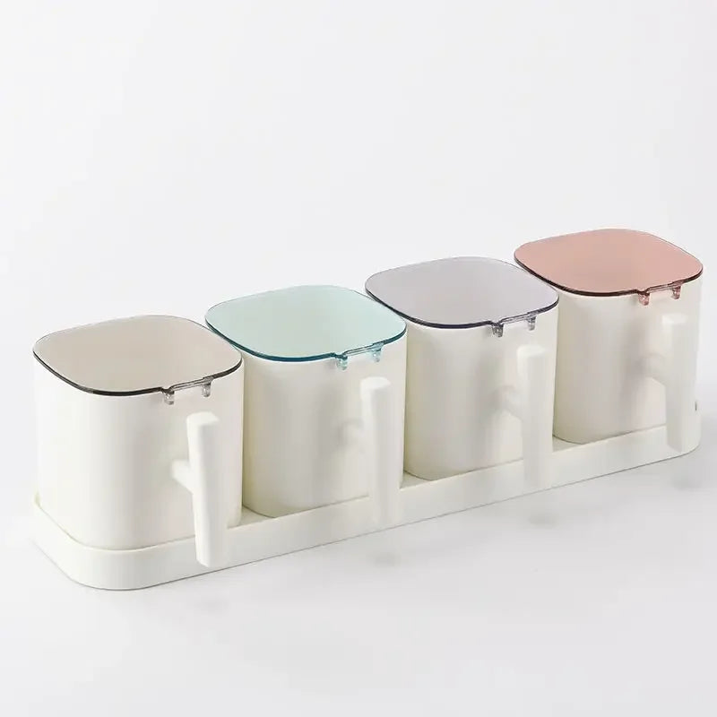 Gewürzboxen Set mit Shaker Pfeffer Zucker Salz Vorratsbehälter Kunststoff