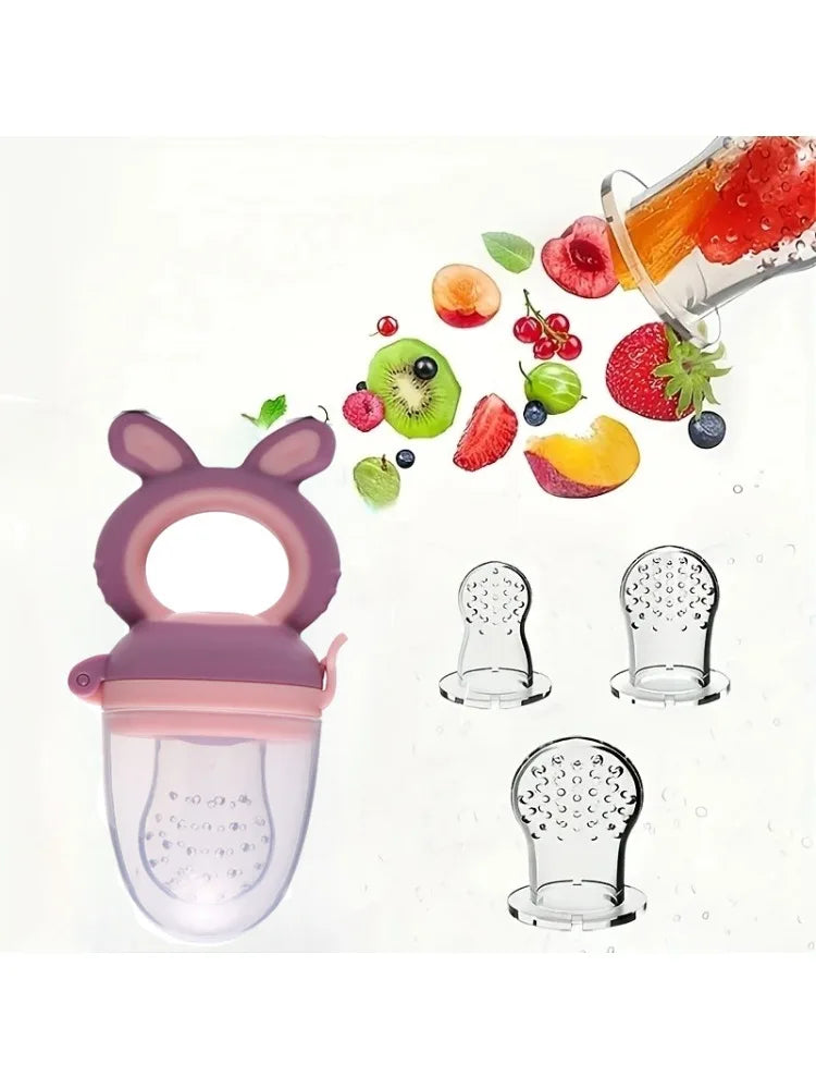 3er Set Silikon Netzbeutel Baby Futterspender mit leicht handhabbarem Ringlöffel-Yabubest - Home & More