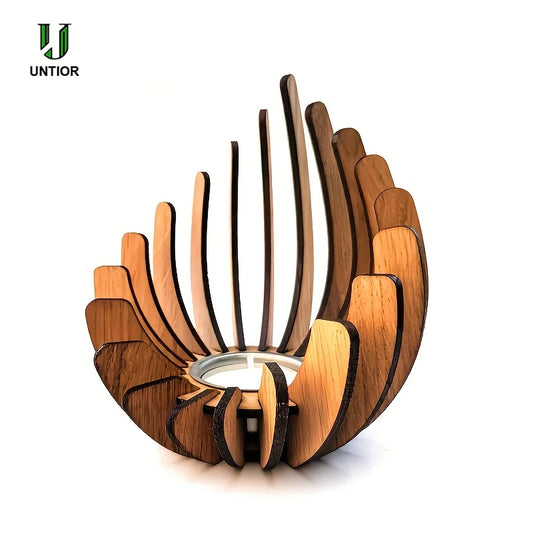 Dekorativer Teelichthalter aus Holz Mid-Century Modern Design Kamin-Deko