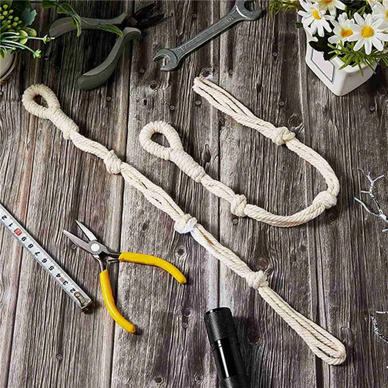 Makramee Pflanzenaufhänger 8er Set Beige mit Verlängerungsseilen