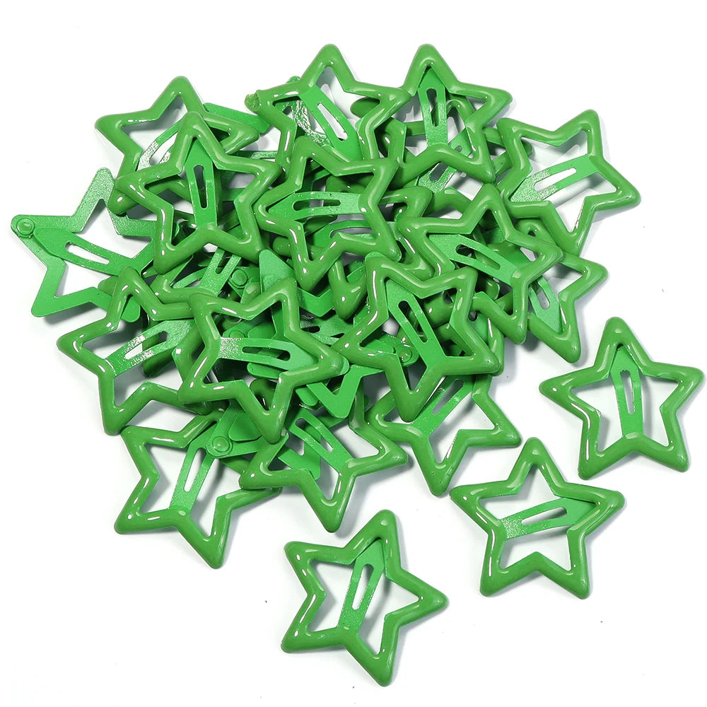 50er Set Bunte Stern Haarspangen Metall Snap Clips für Mädchen Frauen