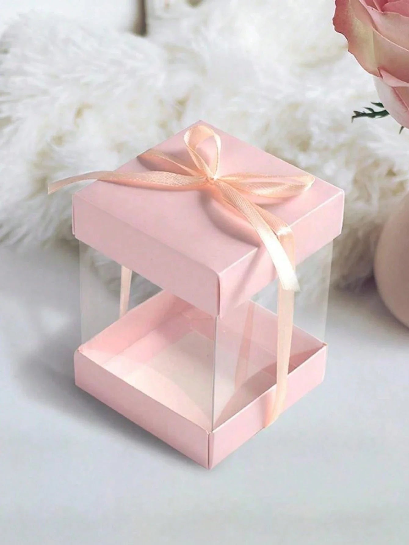 10 transparente PET Geschenkboxen mit goldenem Band, luxuriös und wiederverwendbar