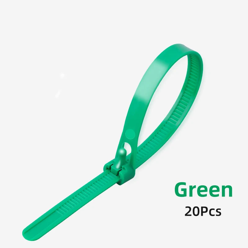 20 Stück wiederverwendbare Kabelbinder aus Nylon verstellbar verschiedene Größen