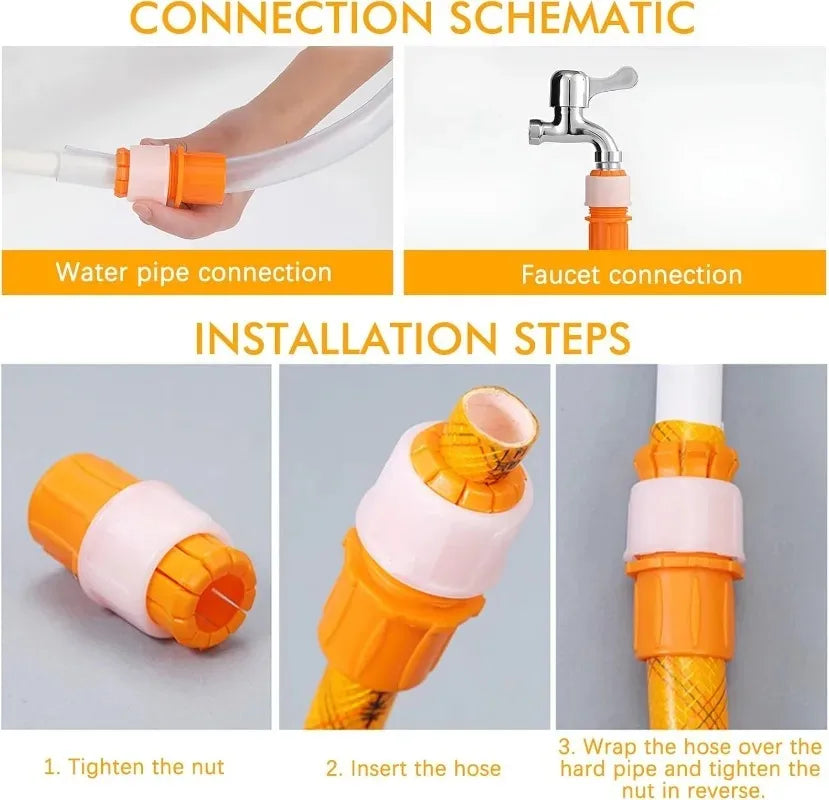 Universal Wasserhahn Adapter Orange – 20-24 mm, schnell - dicht verbinden