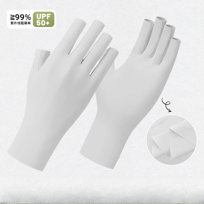 Damen elastische Anti-UV Halbfinger Handschuhe Sommer Radfahren Fäustlinge