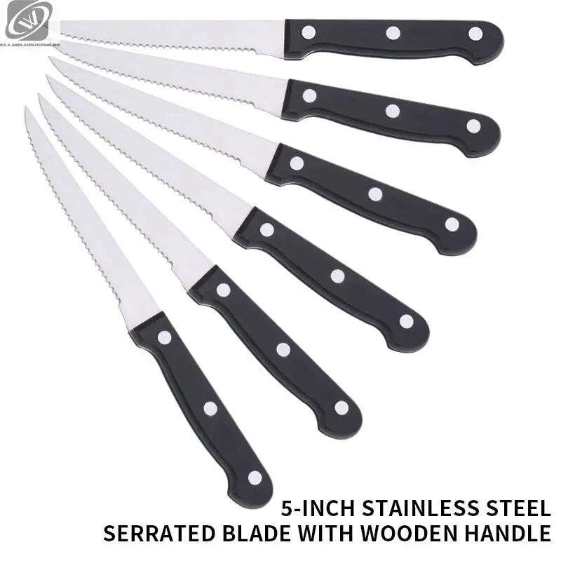Vielseitiges Steakmesser Set: Scharfe Edelstahlklingen, schwarzer Griff, 4-12 Stück