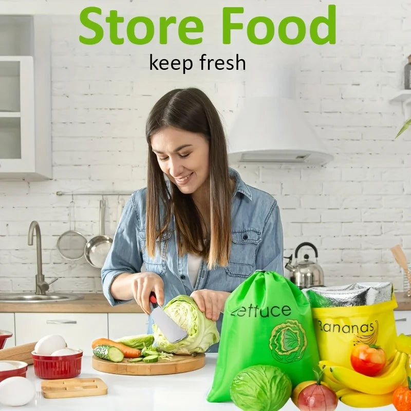 3er Set wiederverwendbare Premium Aufbewahrungstaschen für Obst Gemüse