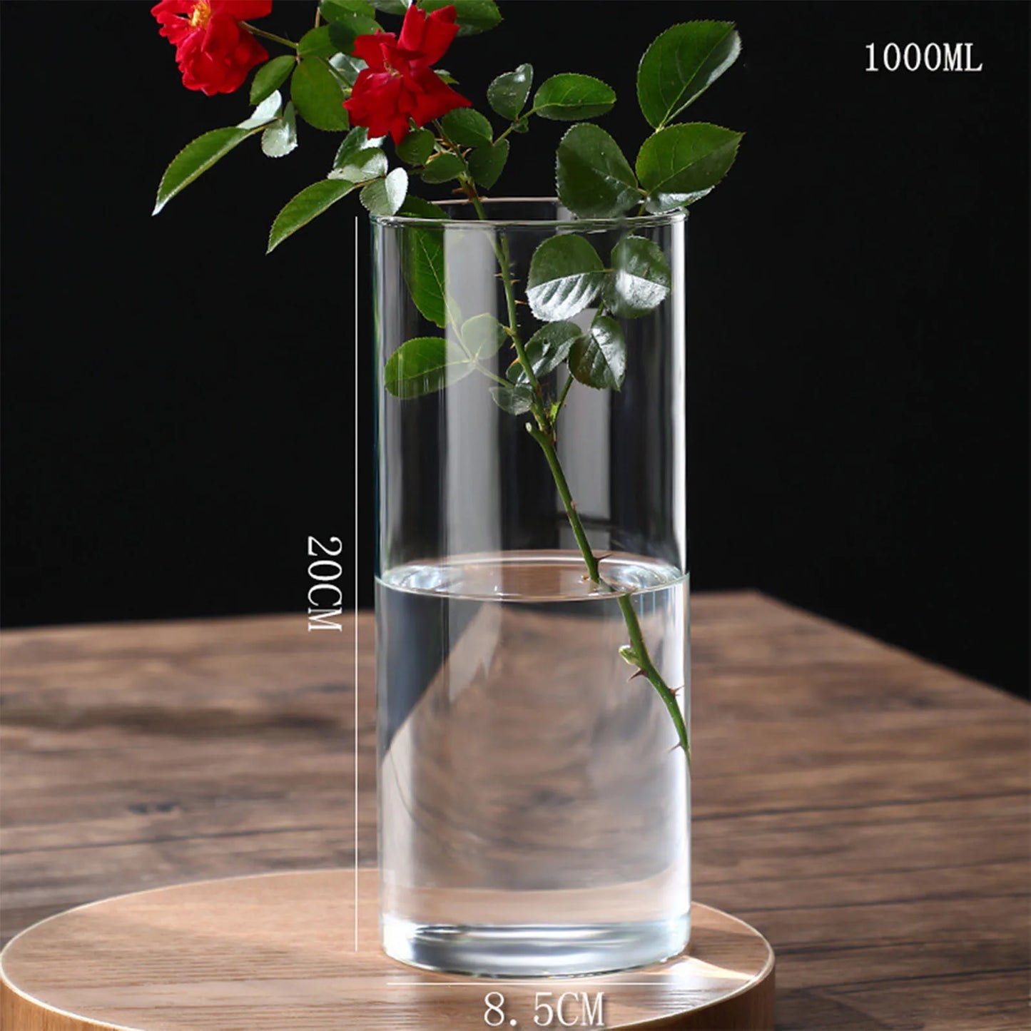 Transparente Glas-Hydrokulturvase Zylinderform für Blumen und Deko