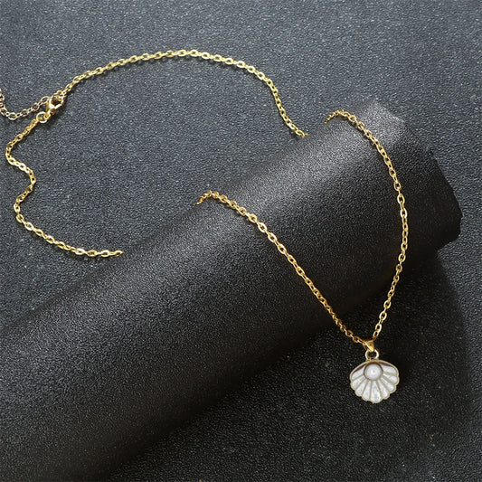 Modische verstellbare Muschel Perlen Anhänger Halskette Unisex