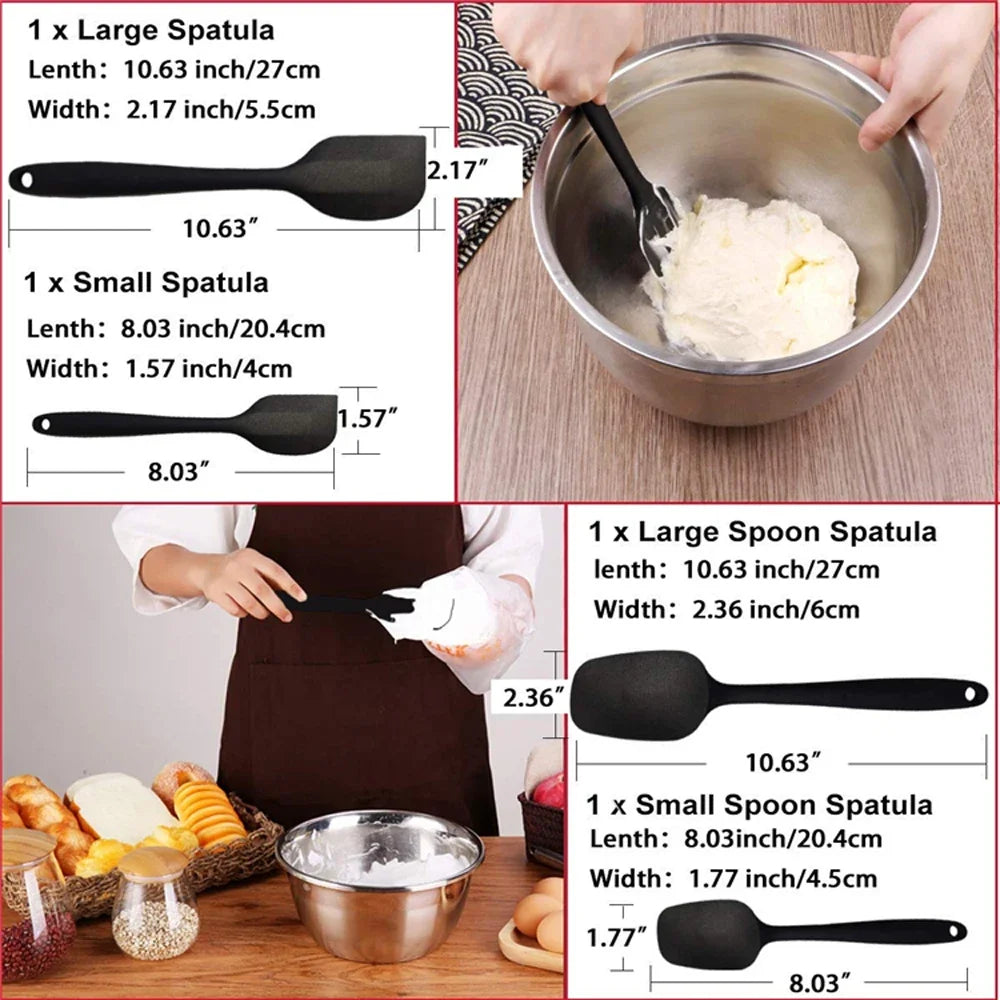 6-teiliges Silikon Spatel Set lebensmittelecht hitzebeständig zum Kochen und Backen-Yabubest - Home & More