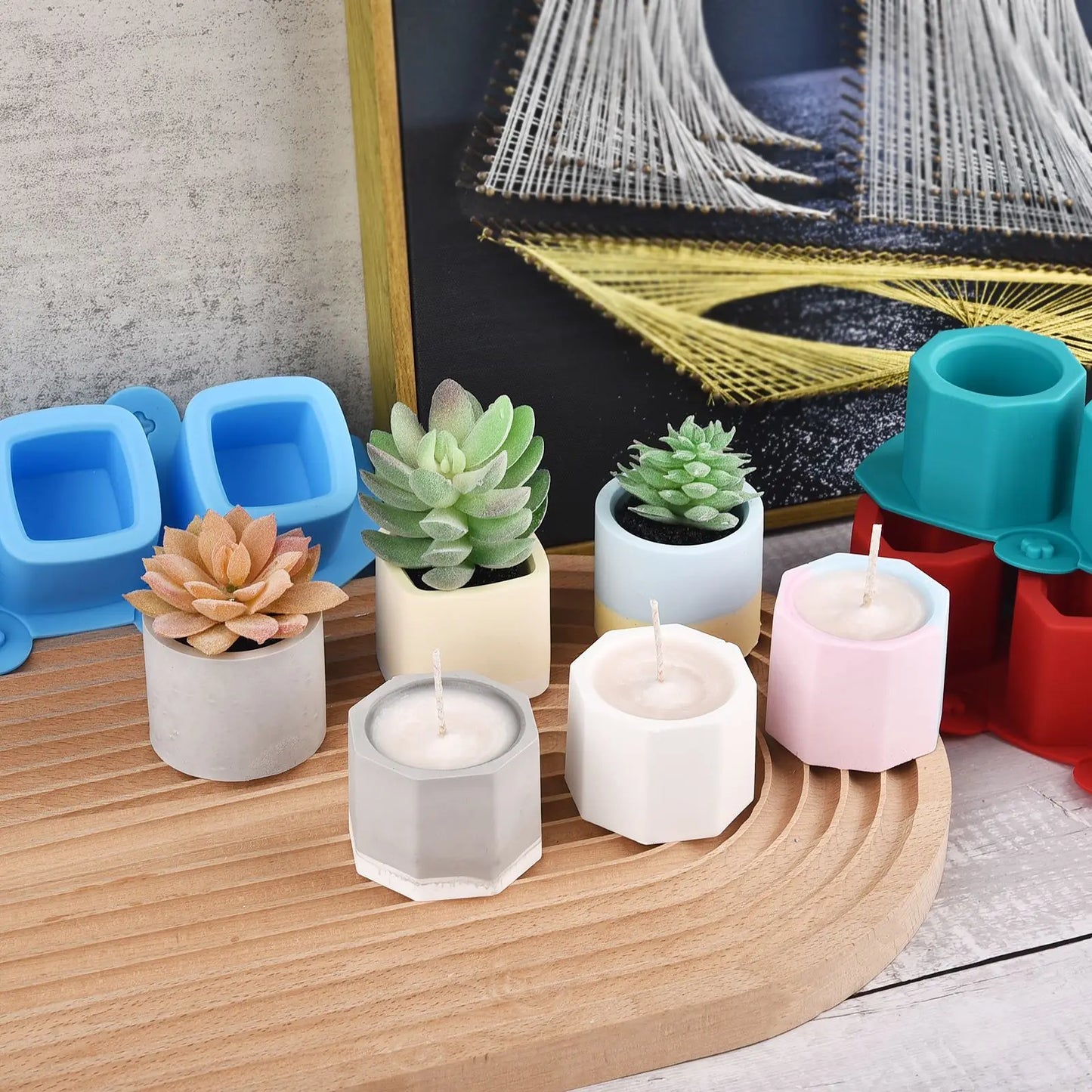3-Loch Runde Silikonform für Beton Blumentopf DIY Deko Sukkulenten