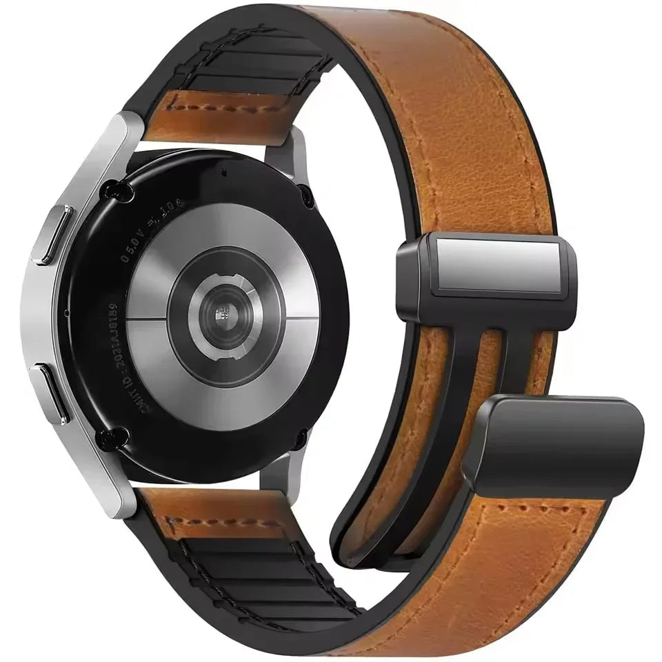 Magnetisches 20/22mm Leder - Silikon Uhrenarmband für Smartwatches