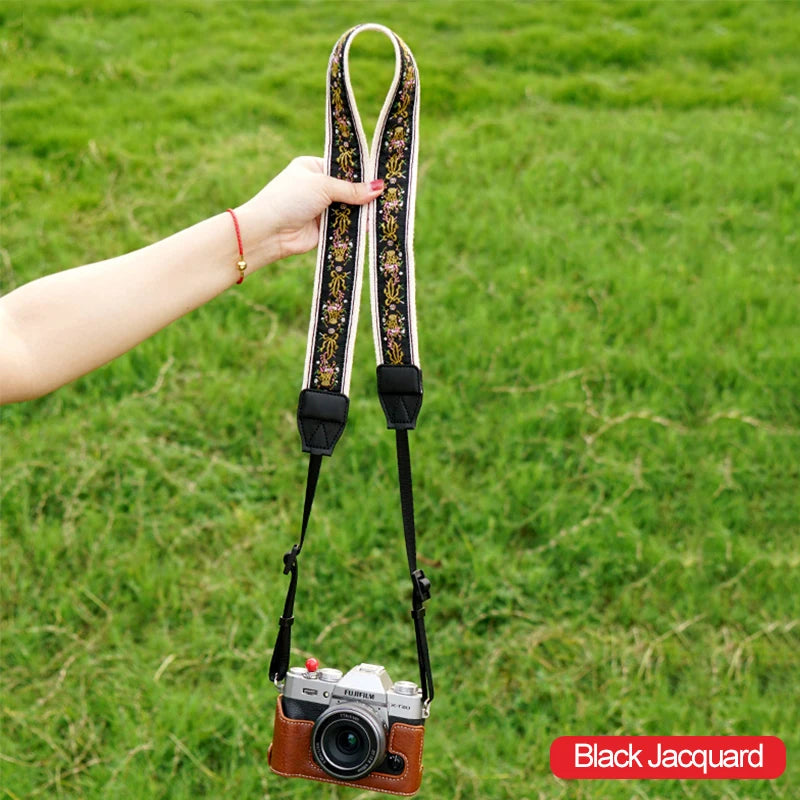 Breiter Vintage Kameragurt mit Blumenmuster für DSLR Kompatibel