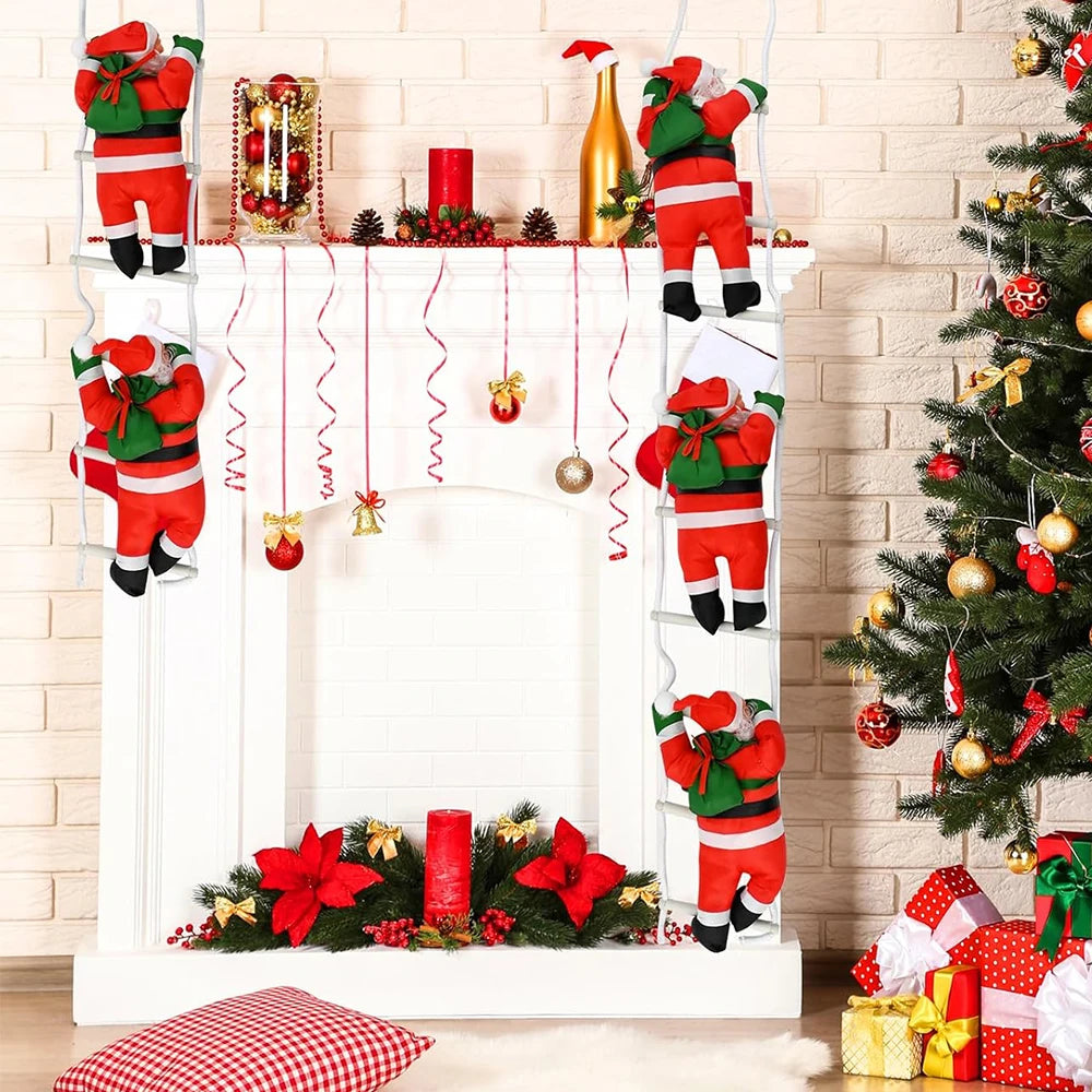 Kletternder Weihnachtsmann Figur 25cm für festliche Baum Dekoration