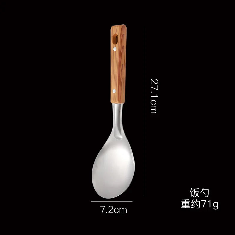 Edelstahl Küchengeschirr Set mit Griff in Holzoptik für Kochen