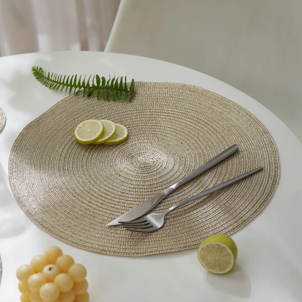 12er Set Runde Geflochtene Tischsets Hitzebeständig für Weihnachten