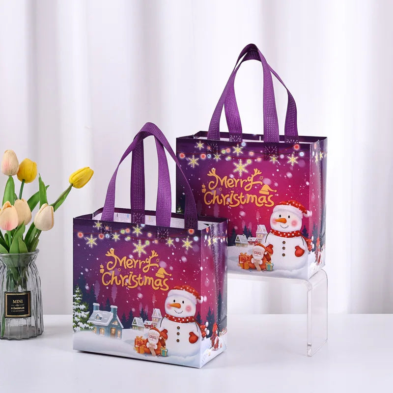 5er Set Weihnachtsgeschenktaschen mit festlichen Motiven