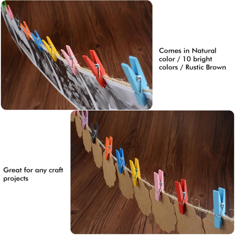 Mini 25mm Holzclips für Fotos & Deko – 50 oder 100 Stück Natur/Mix