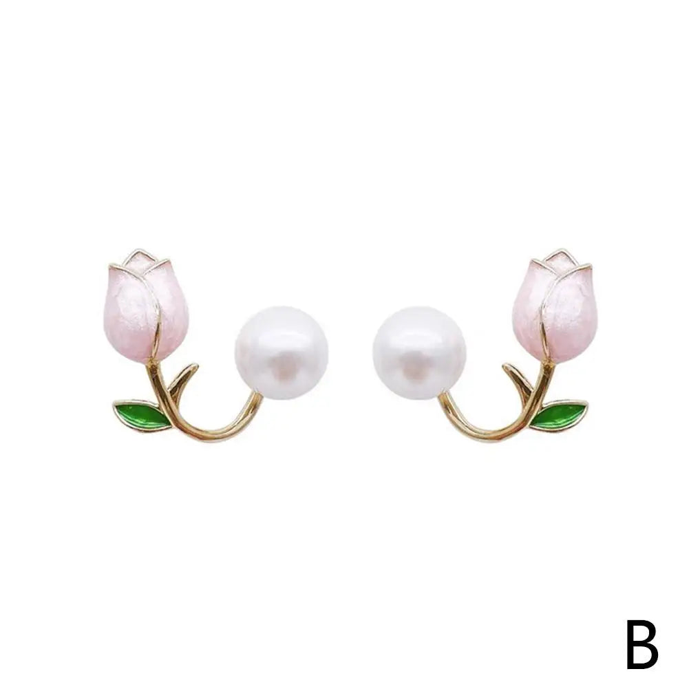 Elegantes Schmuckset mit rosa Tulpenanhänger für Damen