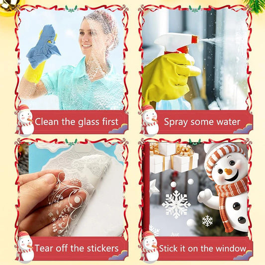9-teiliges Weihnachts Fensteraufkleber Set mit Santa Claus, Rentier und Baum