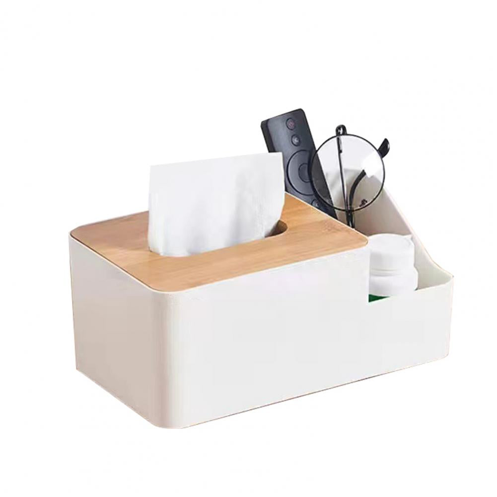 Moderner quadratischer Serviettenhalter aus Kunststoff mit Holzdeckel-Yabubestshop