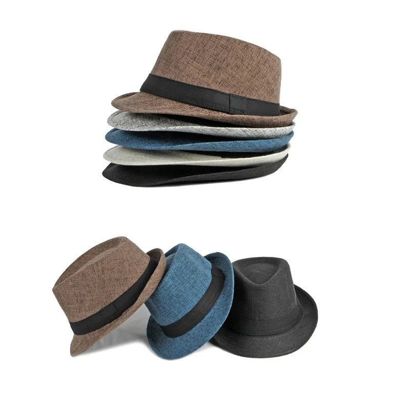 Stylischer Herren Sommerhut – Leichtes Leinen, Retro Jazz Stil - UV-Schutz