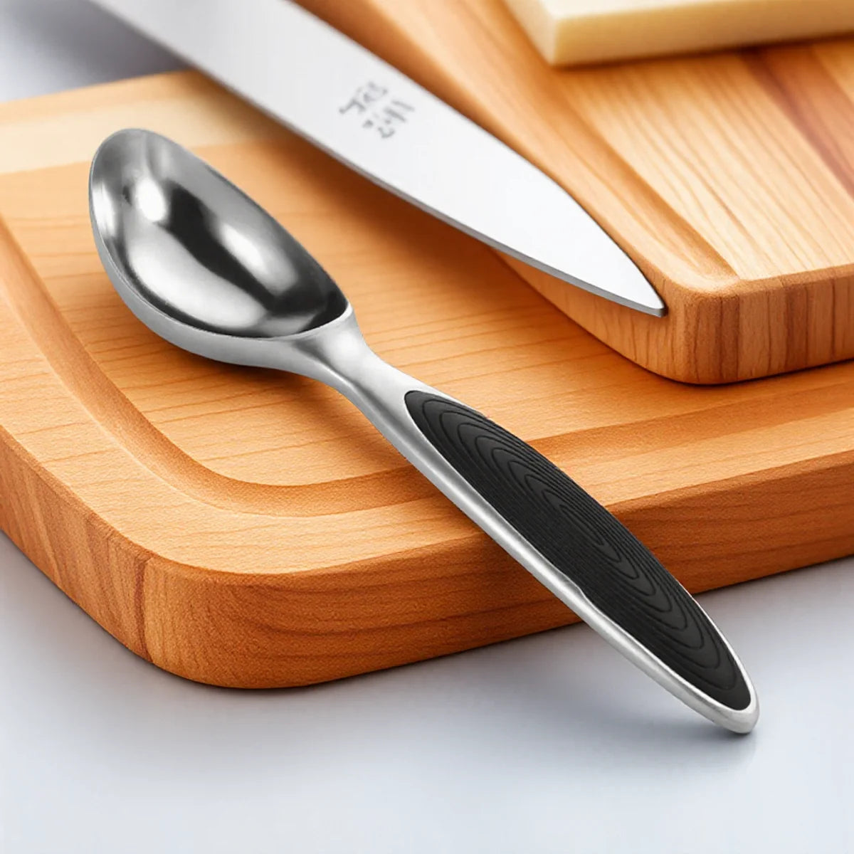 Eisportionierer aus Edelstahl mit rutschfestem Griff für Eis und Keksteig